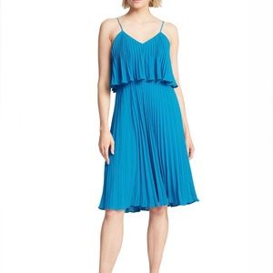 NWT Halston Heritage Blue Pleated Cami Dress